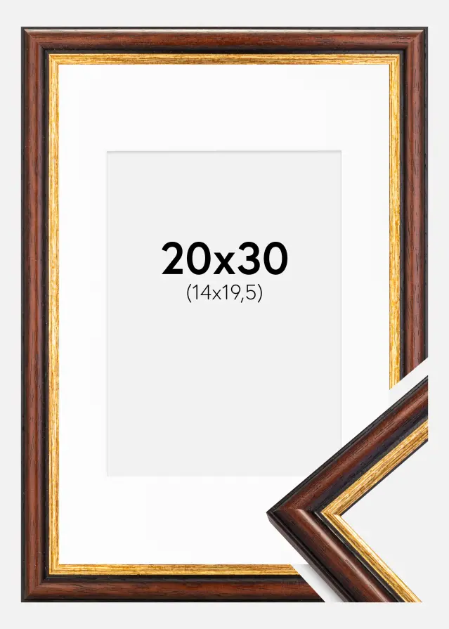 Ram med passepartou Kader Siljan Bruin 20x30 cm - Passe-partout Wit 15x21 cm (A5)
