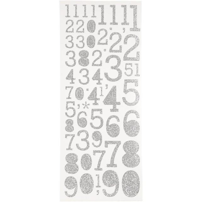 Focus Focus Glitterstickers Zilver Numbers