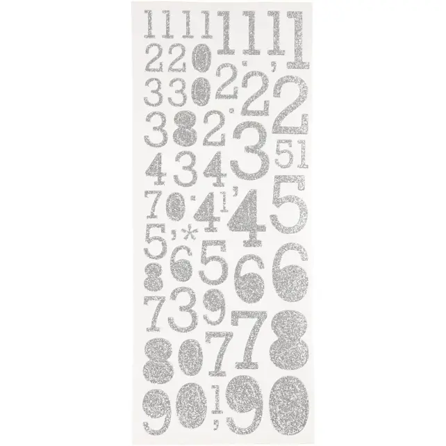 Focus Focus Glitterstickers Zilver Numbers