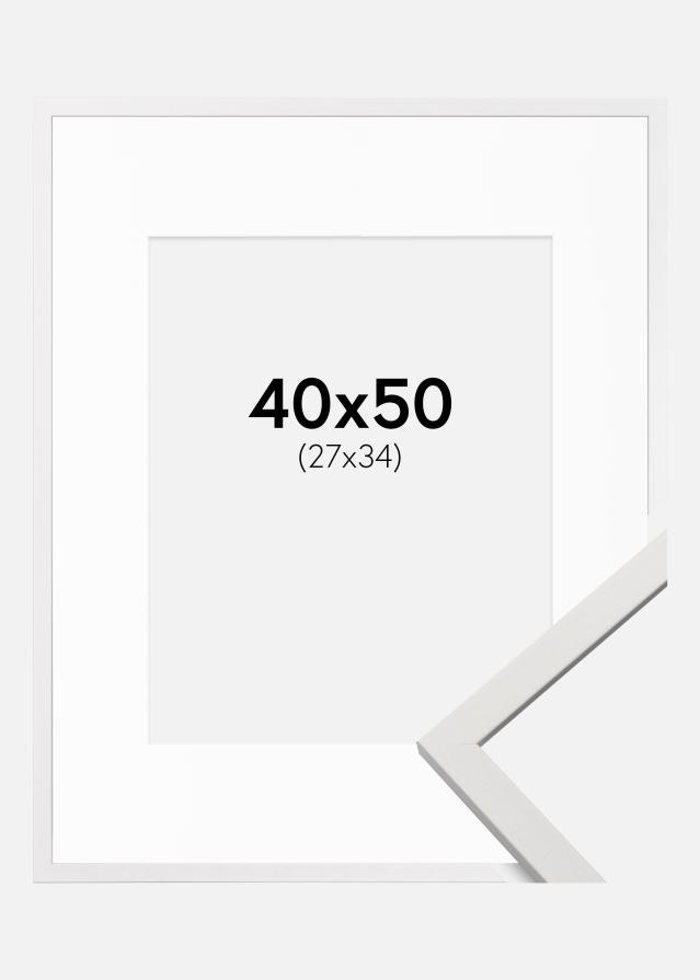 Ram med passepartou Kader Edsbyn Wit 40x50 cm - Passe-partout Wit 28x35 cm