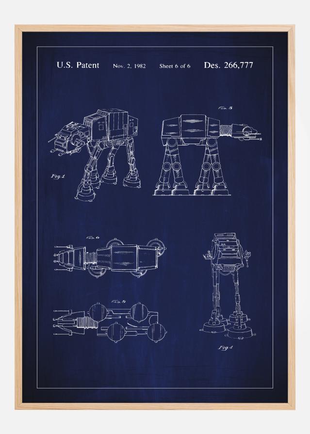 Bildverkstad Patenttekening - Star Wars - Walker - Blauw Poster