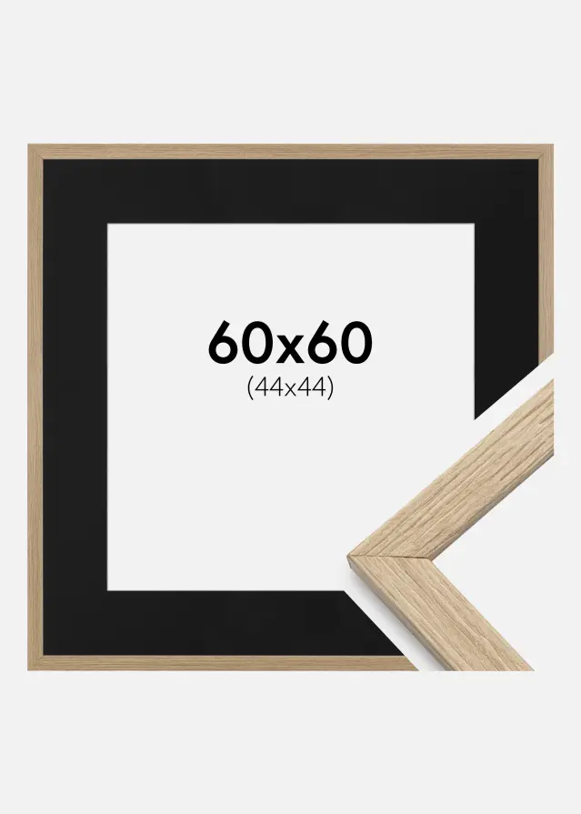 Ram med passepartou Kader Stilren Eiken 60x60 cm - Passe-partout Zwart 45x45 cm