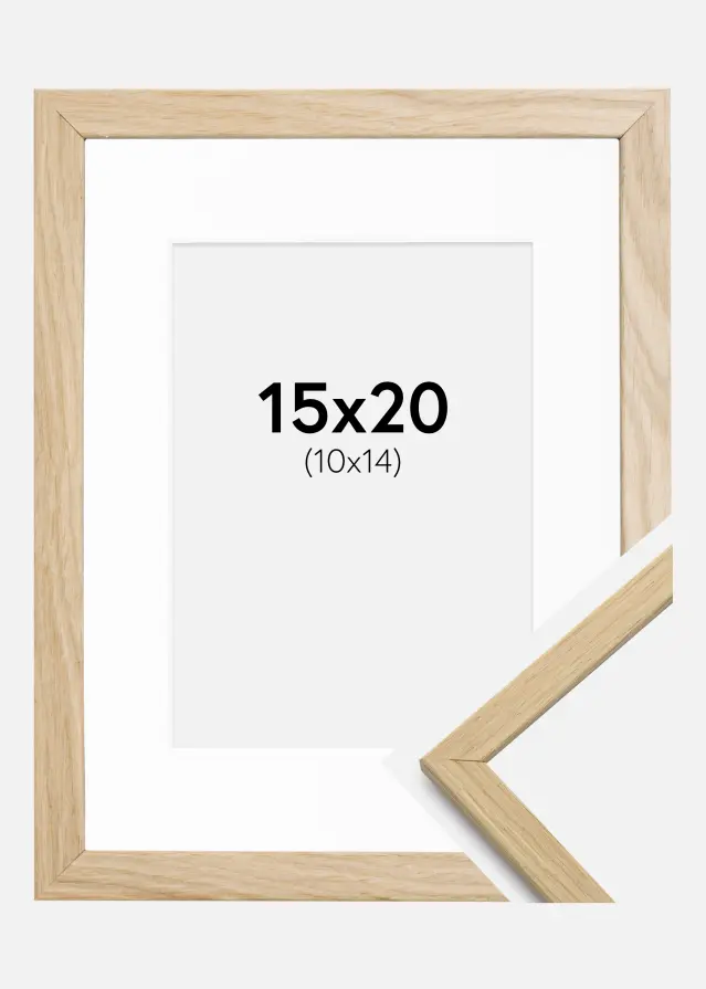 Ram med passepartou Kader Edsbyn Eiken 15x20 cm - Passe-partout Wit 11x15 cm