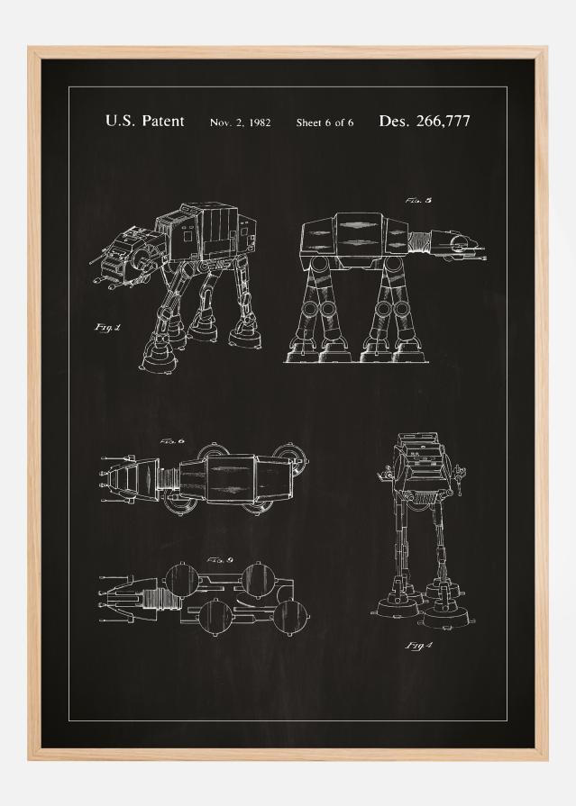 Bildverkstad Patenttekening - Star Wars - Walker - Zwart Poster