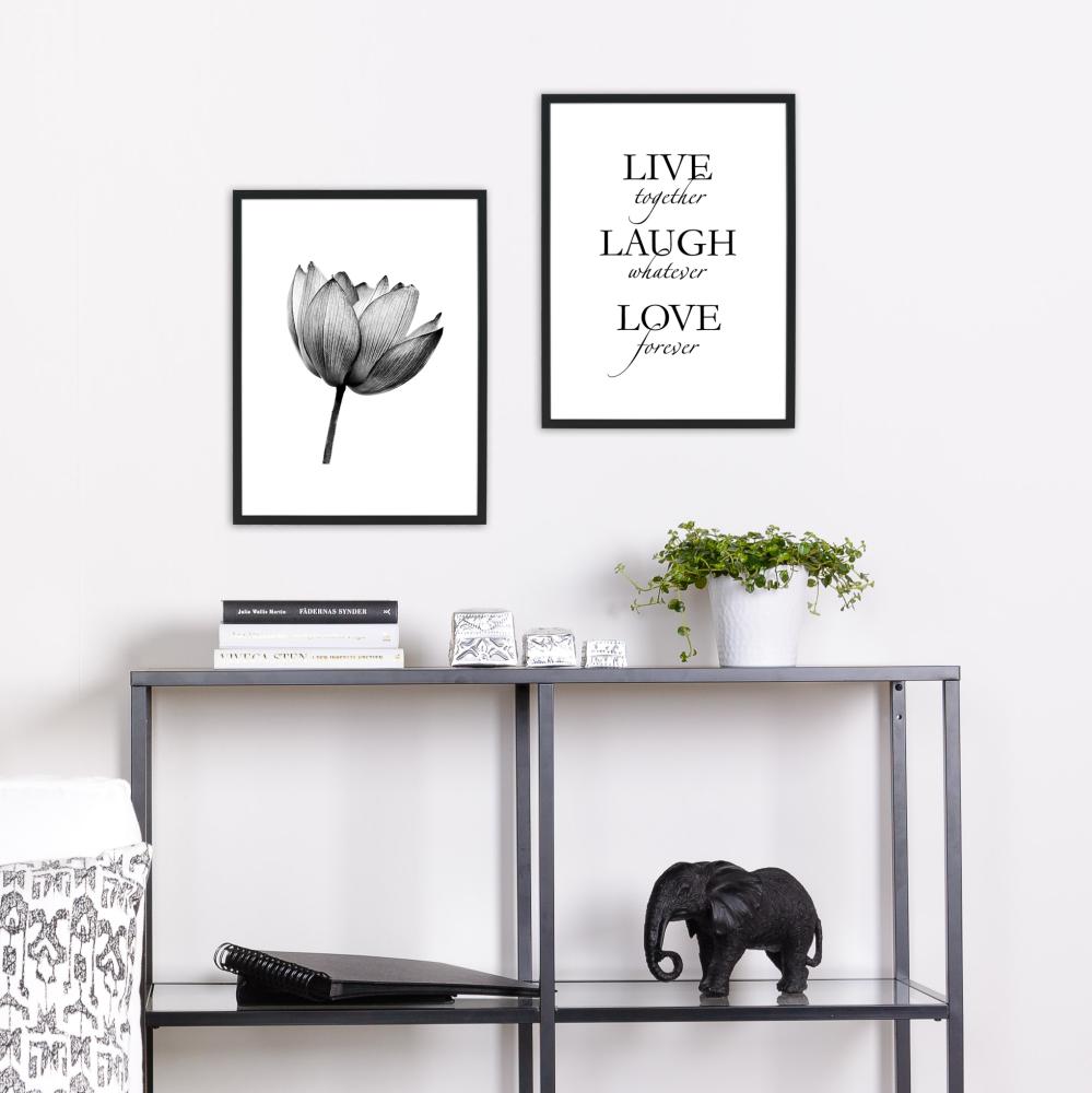 Bildverkstad Live, laugh, love - Black Poster