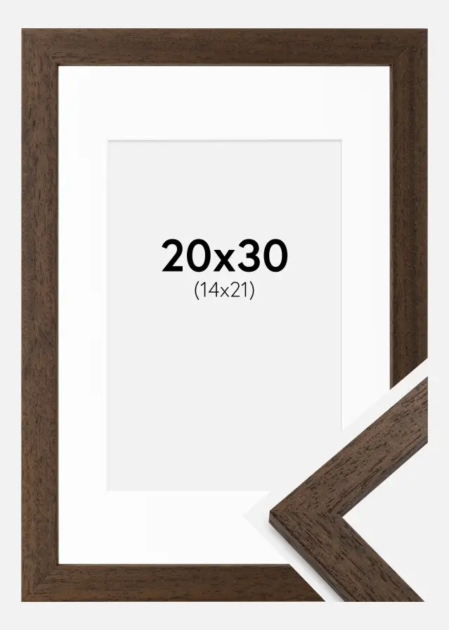 Ram med passepartou Kader Brown Wood 20x30 cm - Passe-partout Wit 15x22 cm