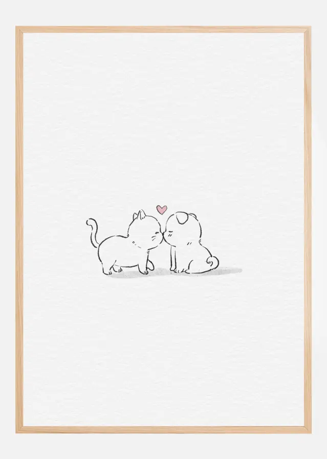 Bildverkstad Cat and Dog In Love Poster