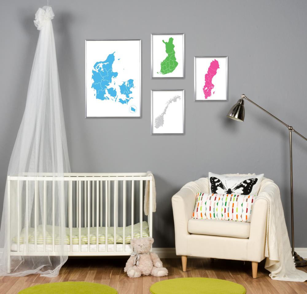 Bildverkstad Sverigekarta Rosa Poster