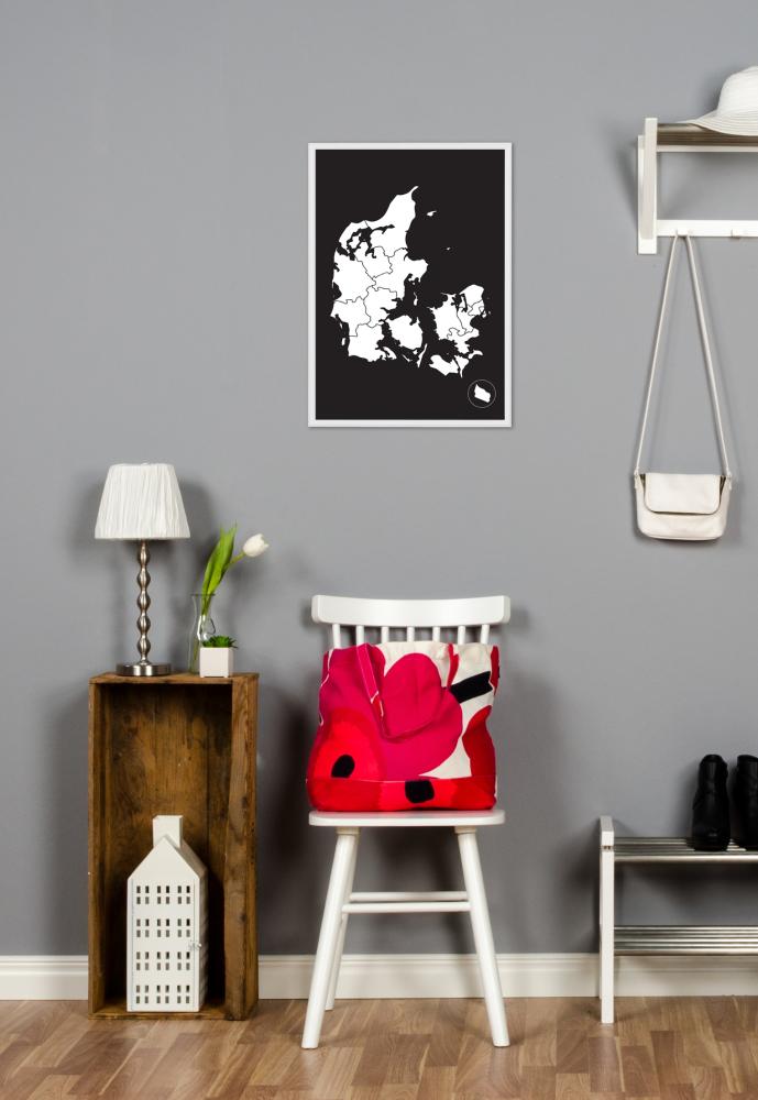 Bildverkstad Karta - Danmark - Vit Poster