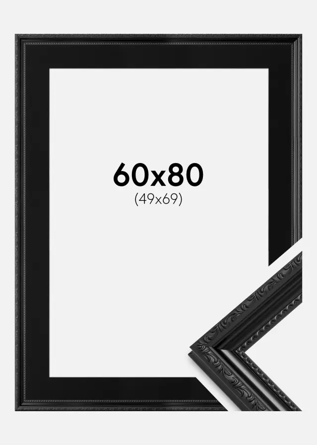 Ram med passepartou Kader Abisko Zwart 60x80 cm - Passe-partout Zwart 50x70 cm