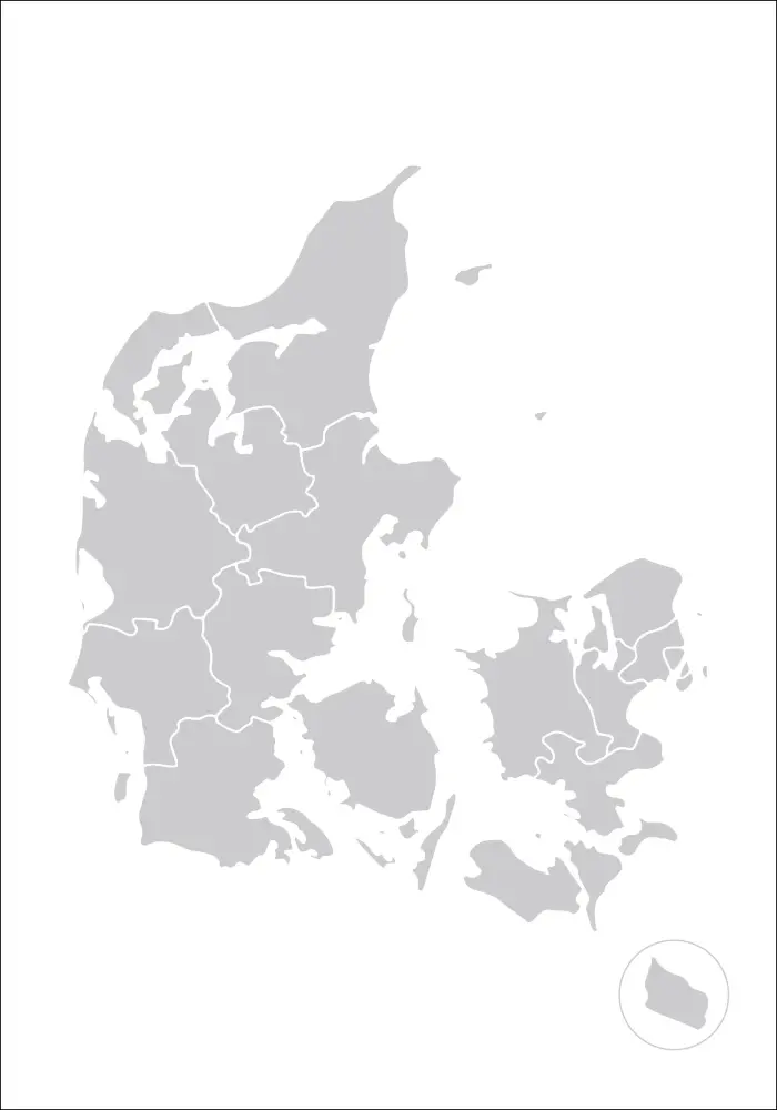 Bildverkstad Karta - Danmark - Grå Poster