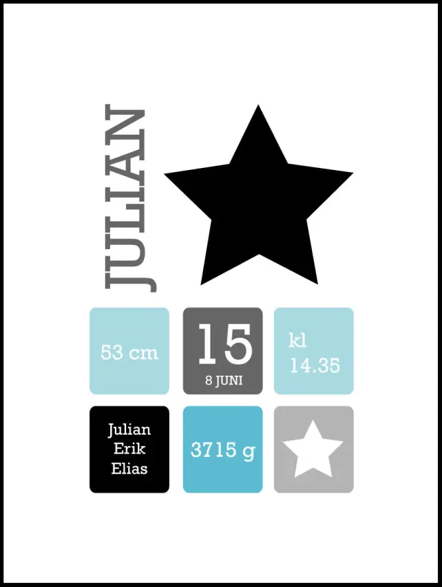 Personlig poster Star Birth Poster Black/Blue