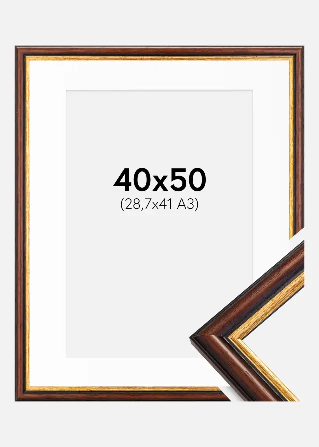 Ram med passepartou Kader Siljan Bruin 40x50 cm - Passe-partout Wit 29,7x42 cm (A3)