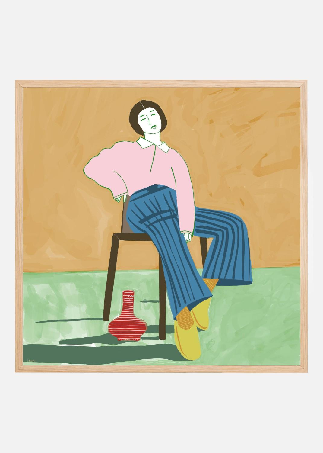 Product Image for Lady Sitting with her vase Poster (30x30 cm)