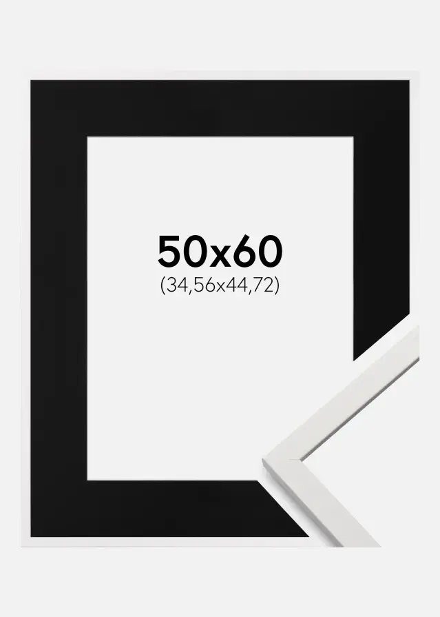 Ram med passepartou Kader Edsbyn Wit 50x60 cm - Passe-partout Zwart 14x18 inches (35,56x45,72 cm)