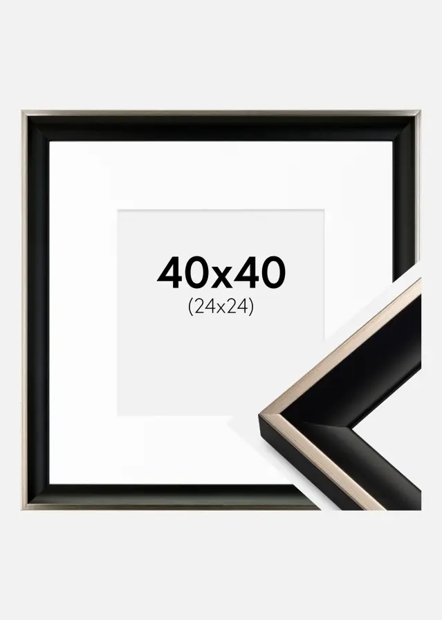 Ram med passepartou Kader Öjaren Zwart-Zilver 40x40 cm - Passe-partout Wit 25x25 cm