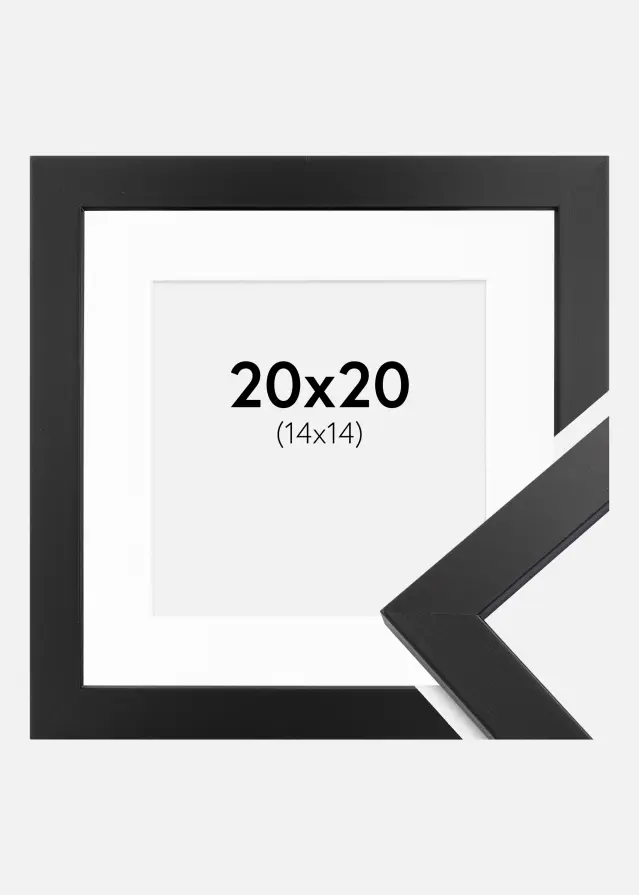 Ram med passepartou Kader Black Wood 20x20 cm - Passe-partout Wit 15x15 cm
