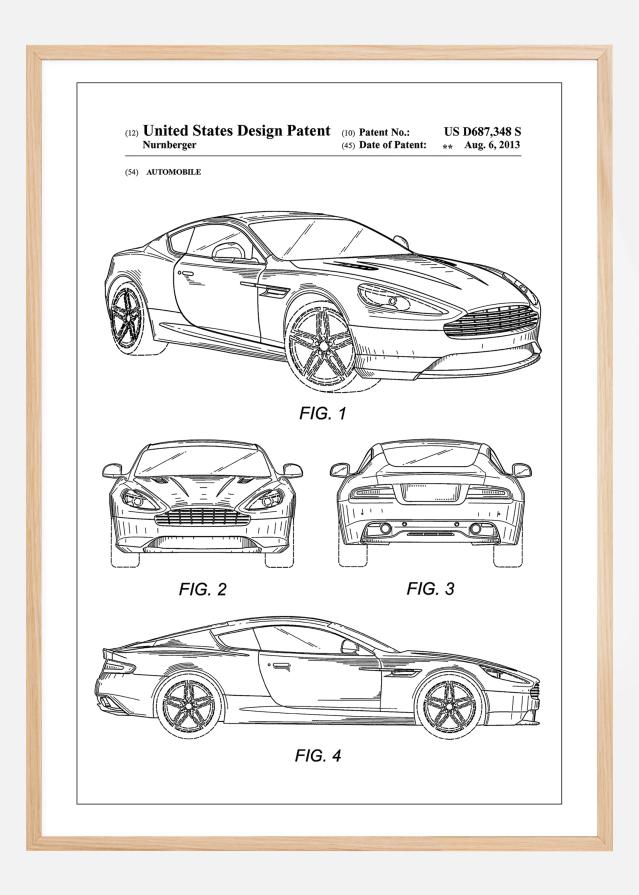 Bildverkstad Patent Print - Aston Martin - White Poster