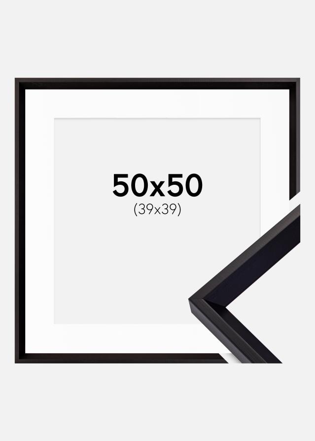 Ram med passepartou Kader Globe Zwart 50x50 cm - Passe-partout Wit 40x40 cm