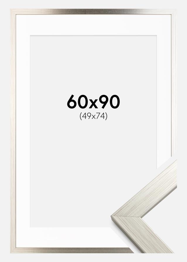 Ram med passepartou Kader Silver Wood 60x90 cm - Passe-partout Wit 50x75 cm