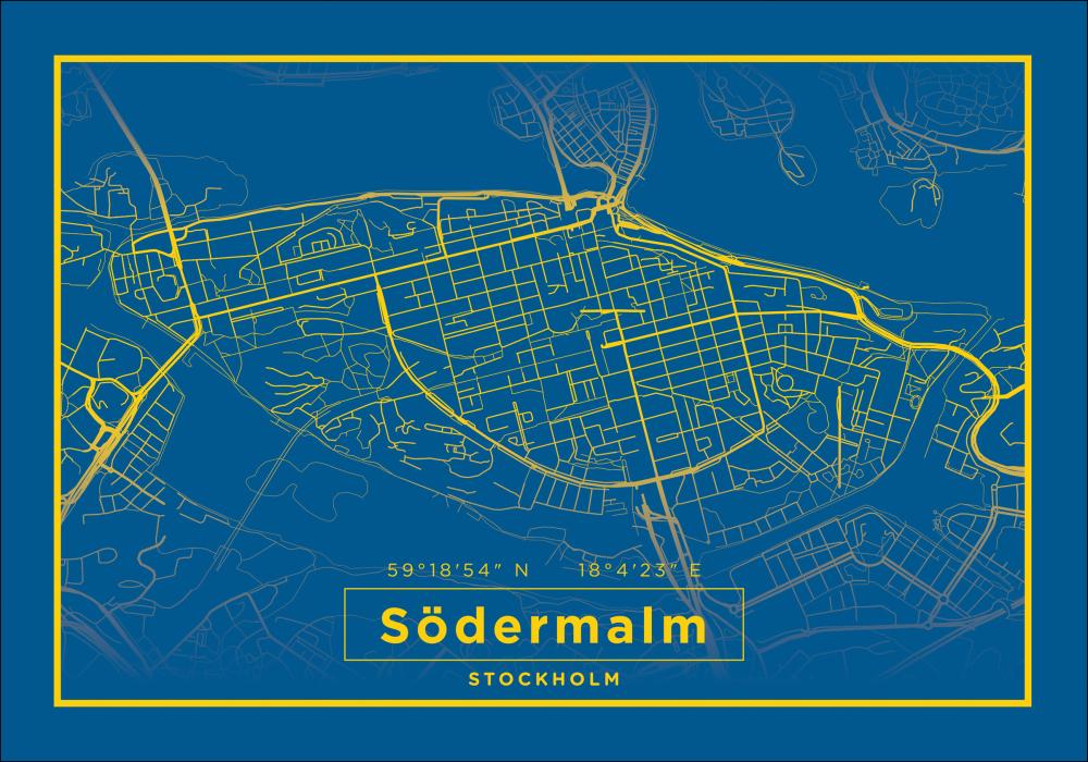 Bildverkstad Karta - Södermalm - Blå Poster