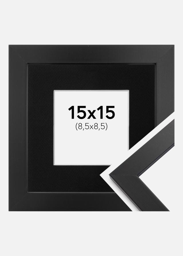 Ram med passepartou Kader Black Wood 15x15 cm - Passe-partout Zwart 9x9 cm