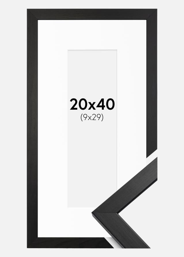 Ram med passepartou Kader Stilren Acrylglas Zwart 20x40 cm - Passe-partout Wit 10x30 cm