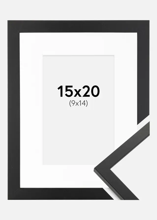 Ram med passepartou Kader Trendy Zwart 15x20 cm - Passe-partout Wit 10x15 cm