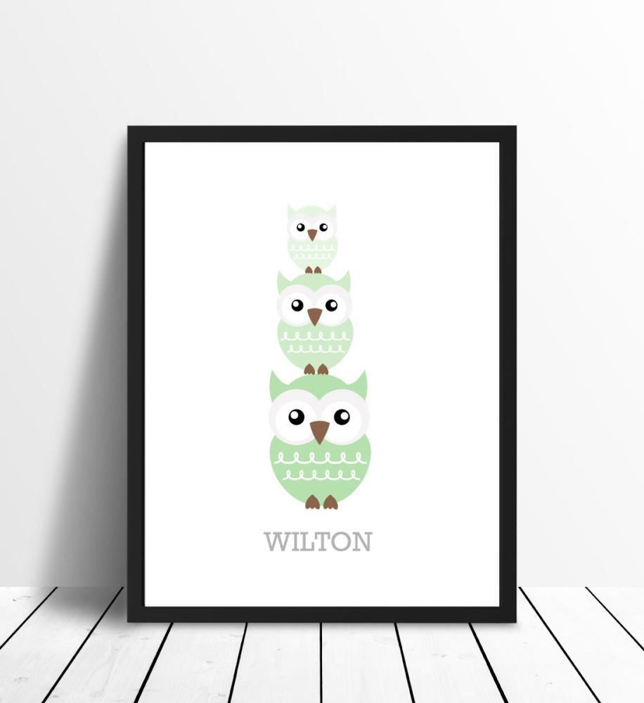 Personlig poster Owls Birth Poster Green