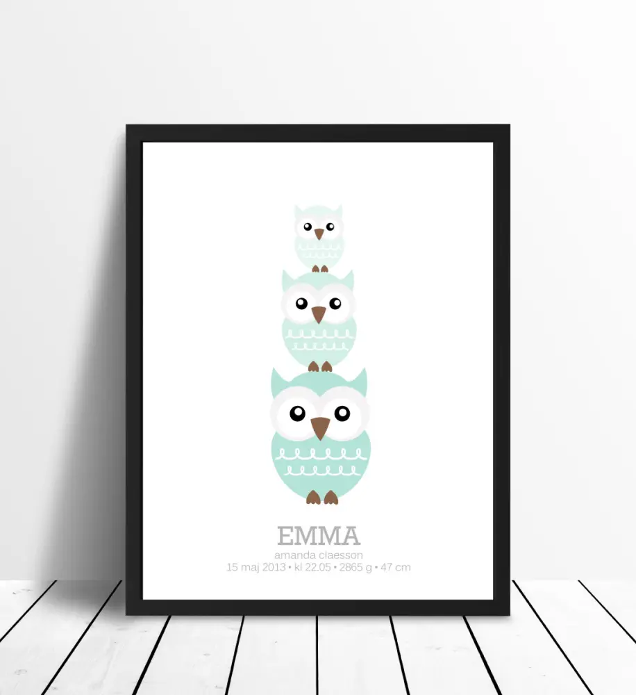 Personlig poster Owls Birth Poster II Green