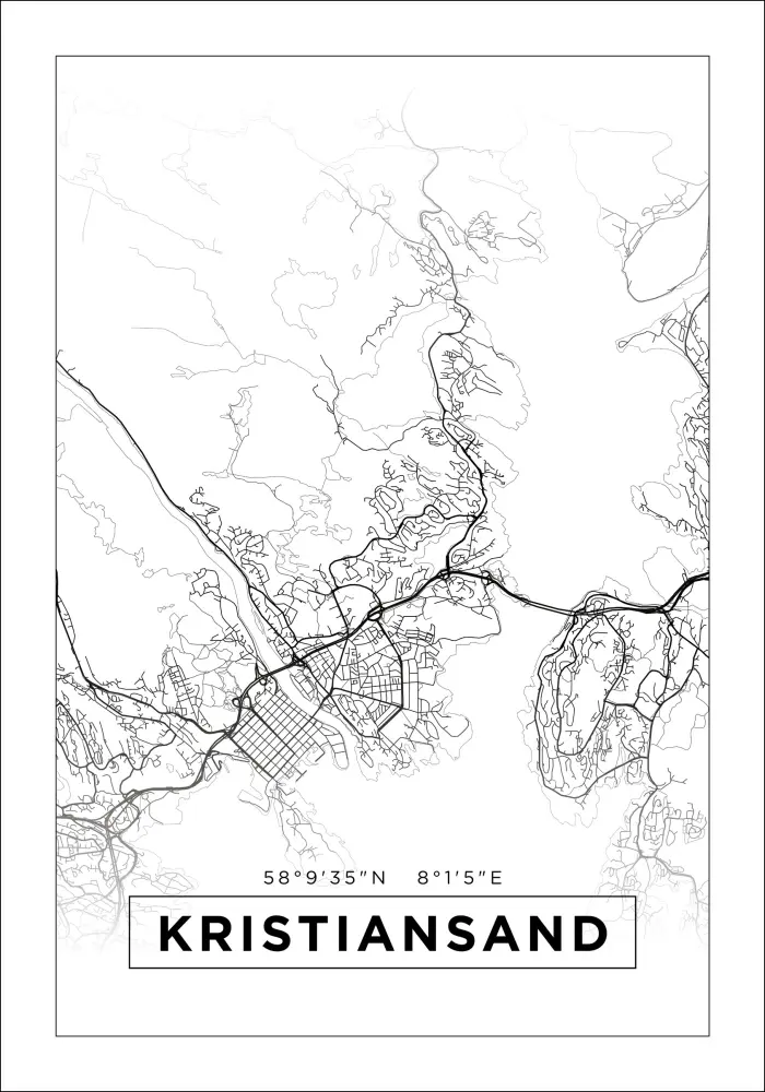 Bildverkstad Map - Kristiansand - White Poster