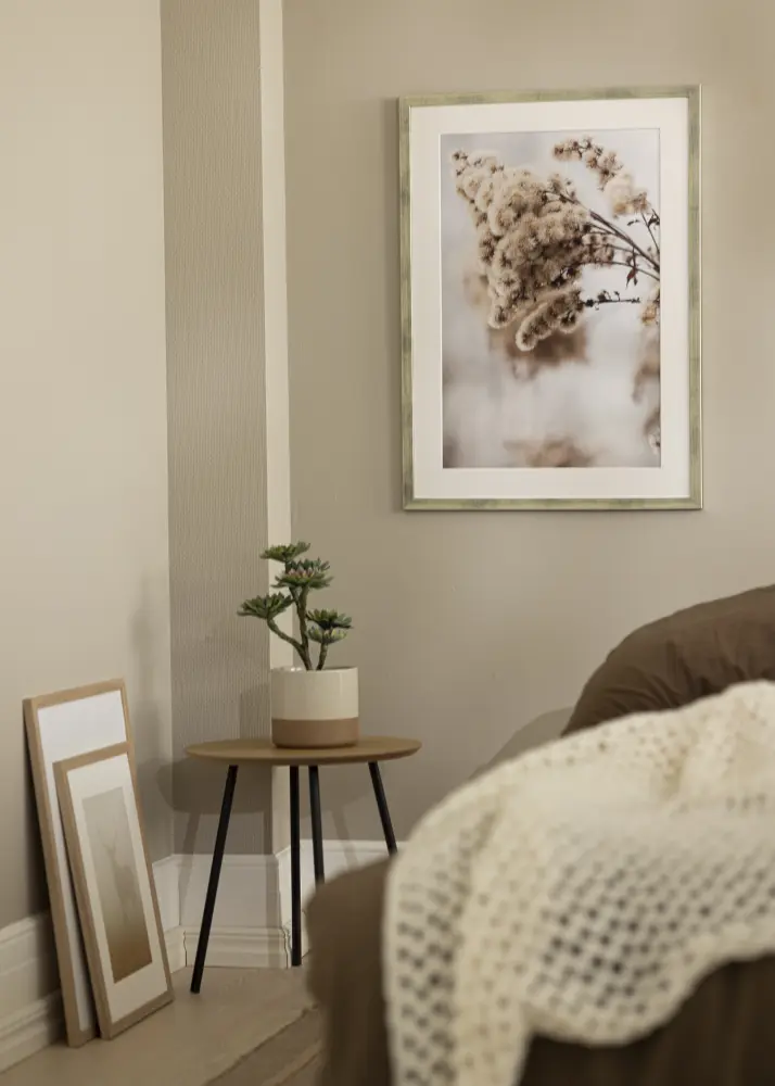 Ram med passepartou Kader Stilren Zilver 30x40 cm - Passe-partout Wit 21x29,7 cm (A4)