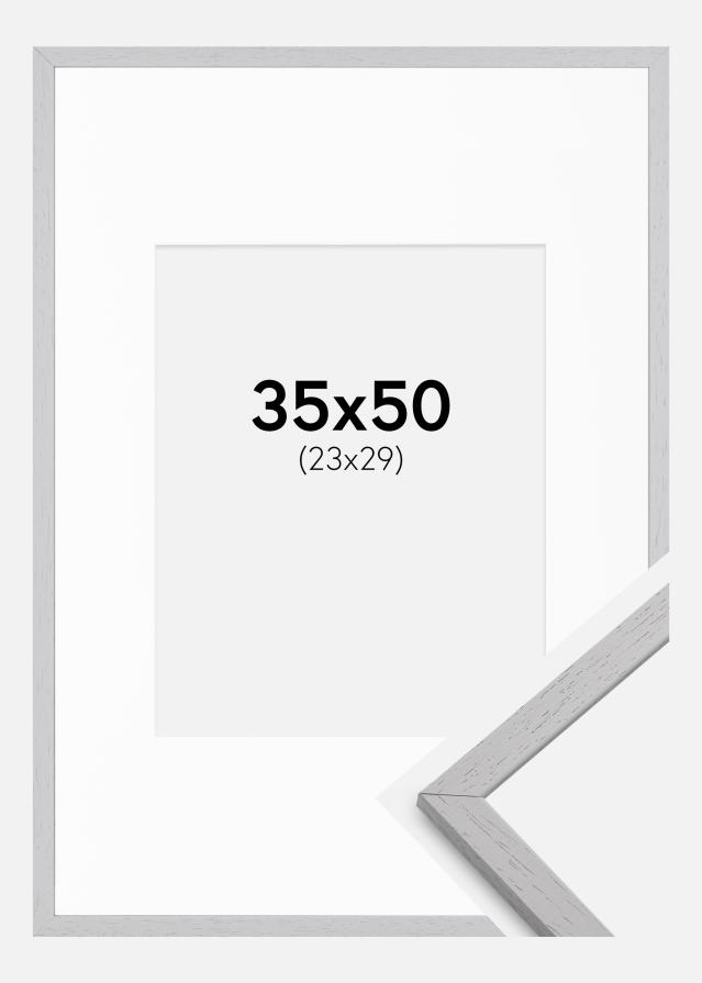 Ram med passepartou Kader Edsbyn Grey 35x50 cm - Passe-partout Wit 24x30 cm