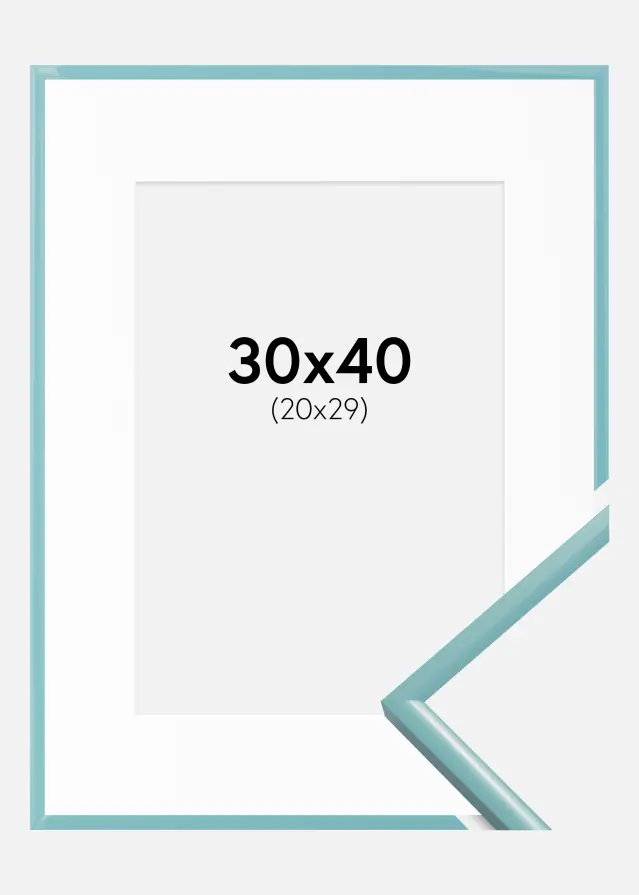 Ram med passepartou Kader New Lifestyle Turquoise 30x40 cm - Passe-partout Wit 21x30 cm