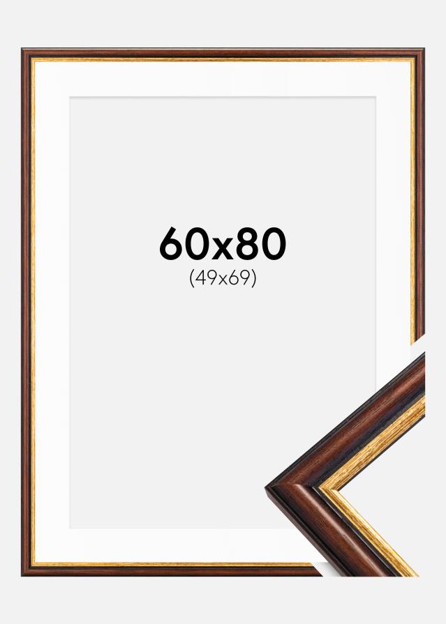 Ram med passepartou Kader Siljan Bruin 60x80 cm - Passe-partout Wit 50x70 cm