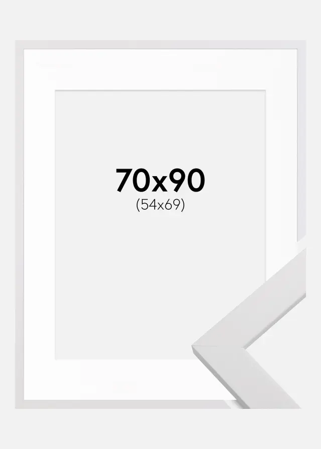 Ram med passepartou Kader White Wood 70x90 cm - Passe-partout Wit 55x70 cm