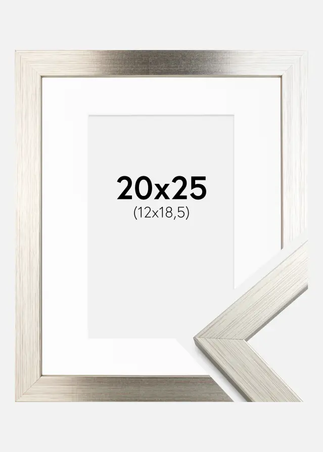 Ram med passepartou Kader Silver Wood 20x25 cm - Passe-partout Wit 13x19,5 cm
