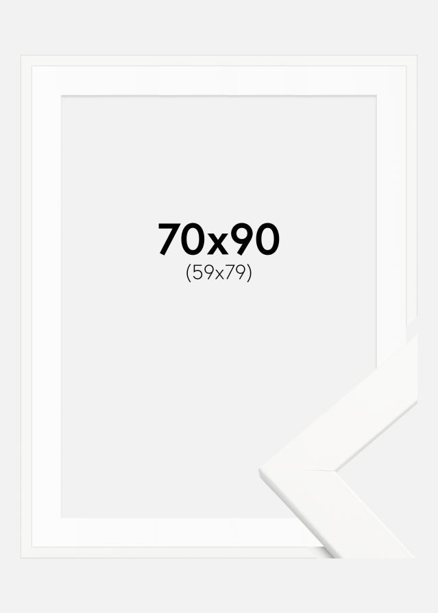 Ram med passepartou Kader Trendline Wit 70x90 cm - Passe-partout Wit 60x80 cm