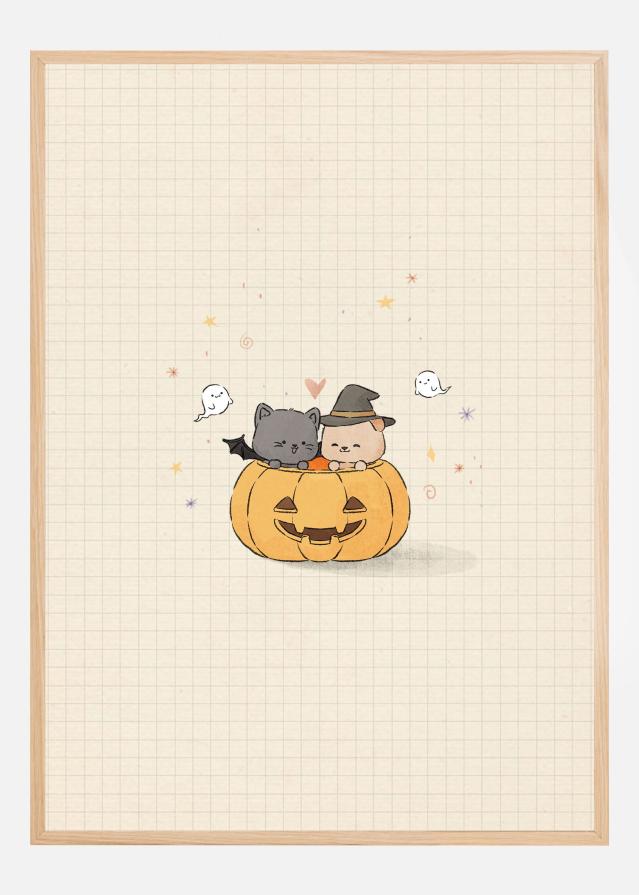 Bildverkstad Cat and Dog In Halloween Poster