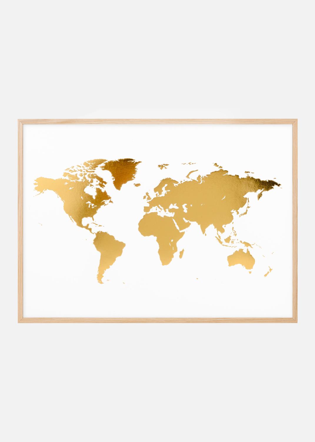 Product Image for Wereldkaart in Goud - Gefolied Poster (40x50 cm)