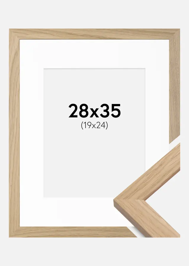 Ram med passepartou Kader Oak Wood 28x35 cm - Passe-partout Wit 20x25 cm