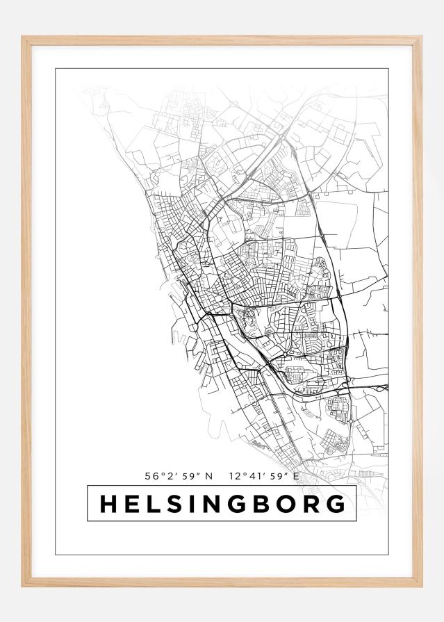 Bildverkstad Map - Helsingborg - White Poster