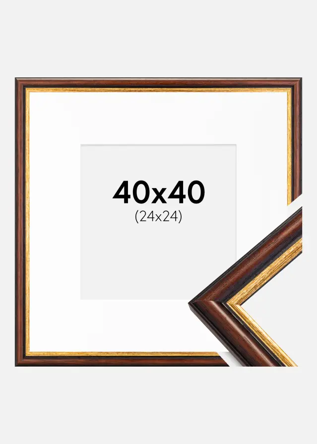 Ram med passepartou Kader Siljan Bruin 40x40 cm - Passe-partout Wit 25x25 cm