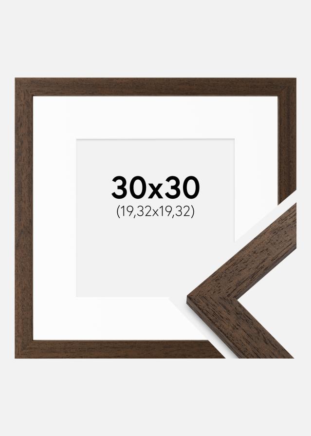 Ram med passepartou Kader Brown Wood 30x30 cm - Passe-partout Wit 8x8 inches