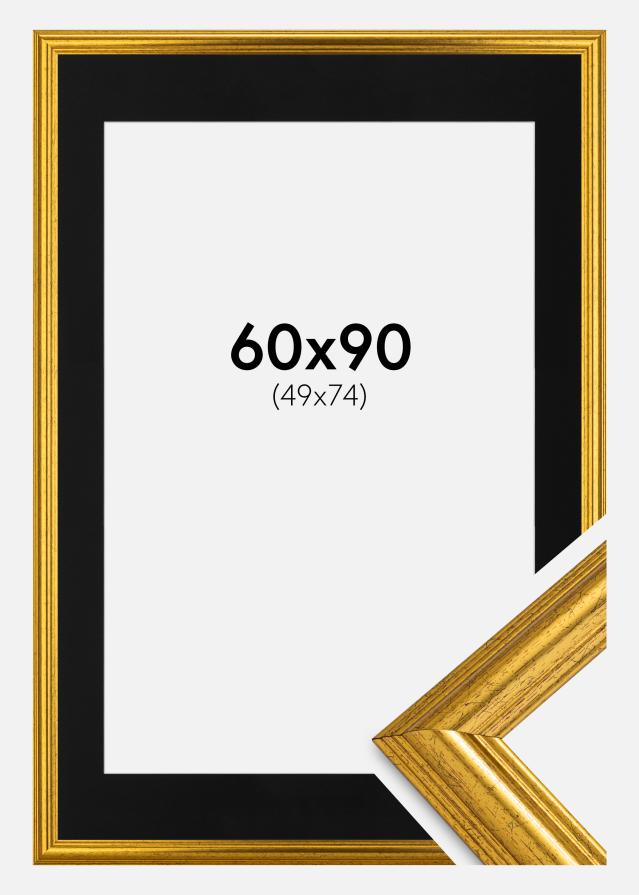 Ram med passepartou Kader Västkusten Goud 60x90 cm - Passe-partout Zwart 50x75 cm