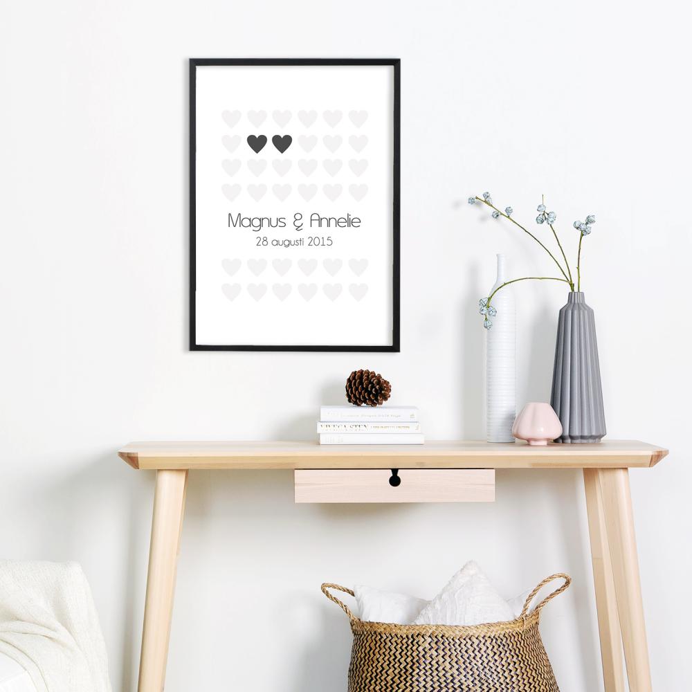Personlig poster Hearts - Grey