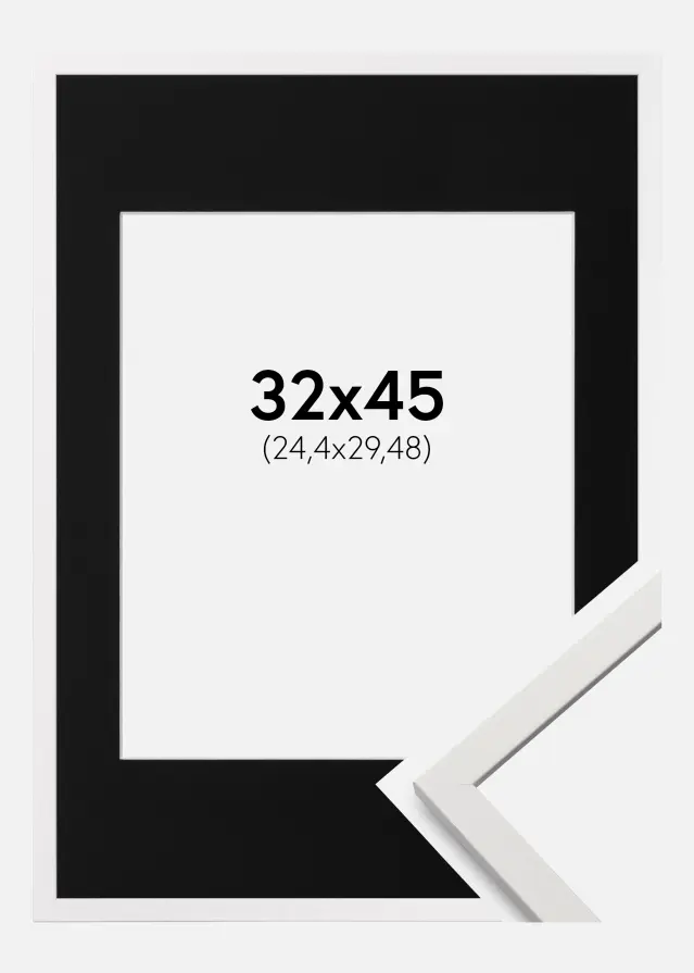 Ram med passepartou Kader Edsbyn Wit 32x45 cm - Passe-partout Zwart 10x12 inches (25,4x30,48 cm)