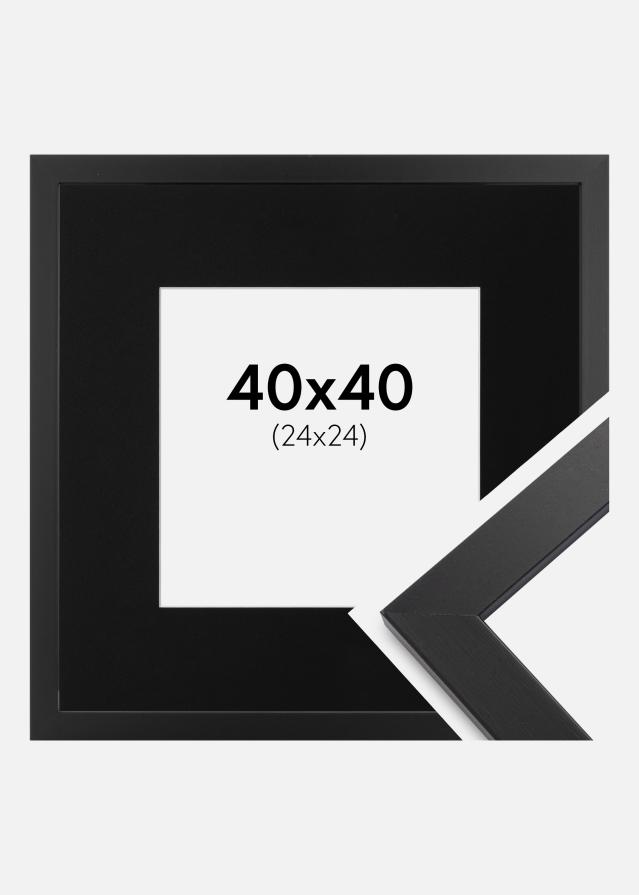 Ram med passepartou Kader Black Wood 40x40 cm - Passe-partout Zwart 25x25 cm