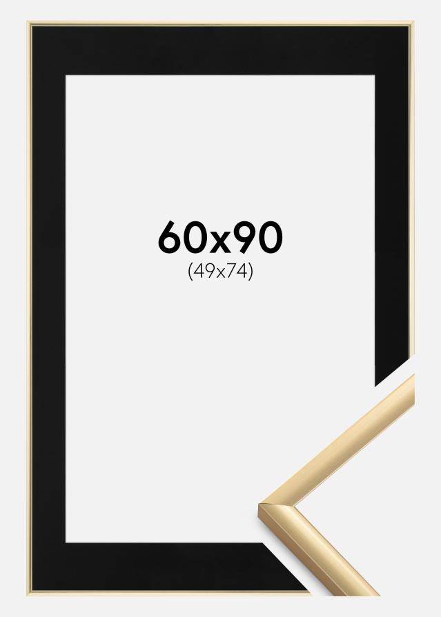 Ram med passepartou Kader New Lifestyle Goud 60x90 cm - Passe-partout Zwart 50x75 cm