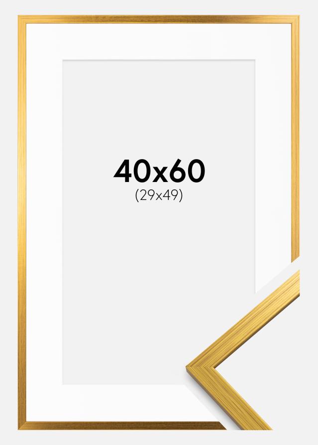 Ram med passepartou Kader Edsbyn Goud 40x60 cm - Passe-partout Wit 30x50 cm